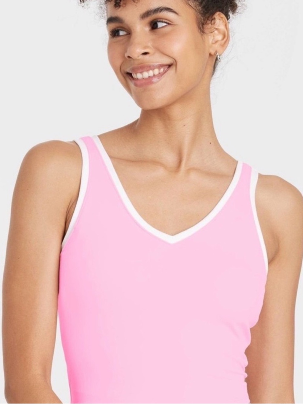 LIKE NEW All in Motion Everyday Light Support Contrast VNeck Cropped Sports Bra